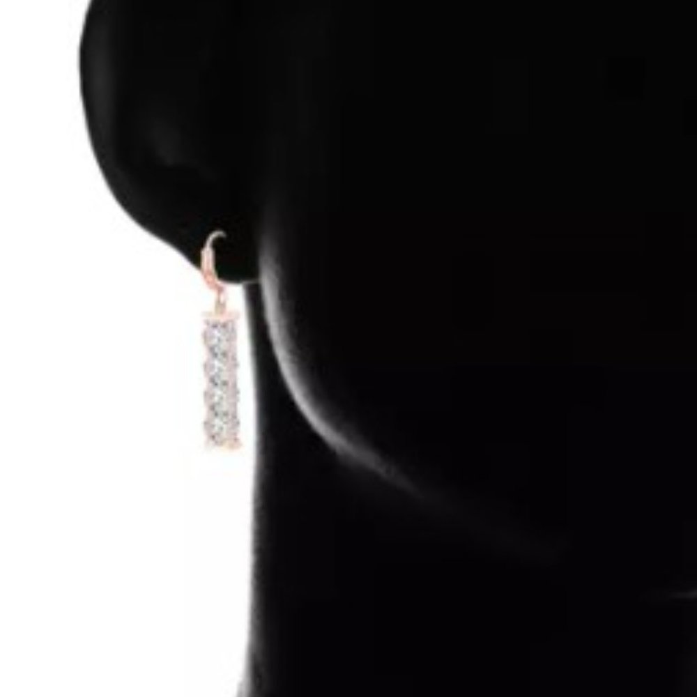 Swarovski Crystal Stacked Earrings In 18K Rose Gold Plating - Picture 2 of 2